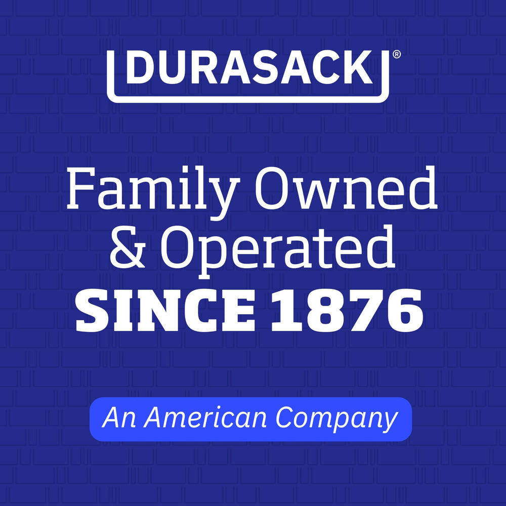 DURASACK beside a standard trash can showing 48-gallon capacity benefit
