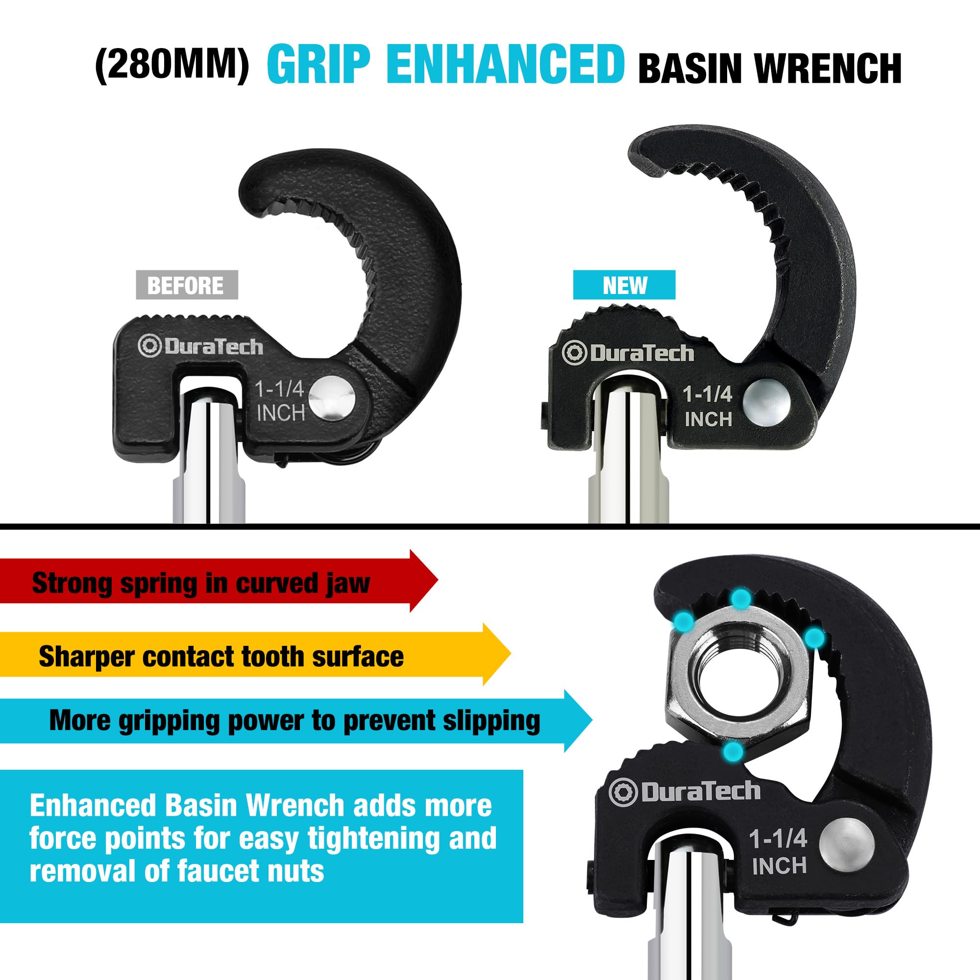DURATECH jaw close-up showing teeth for superior grip and reduced slipping
