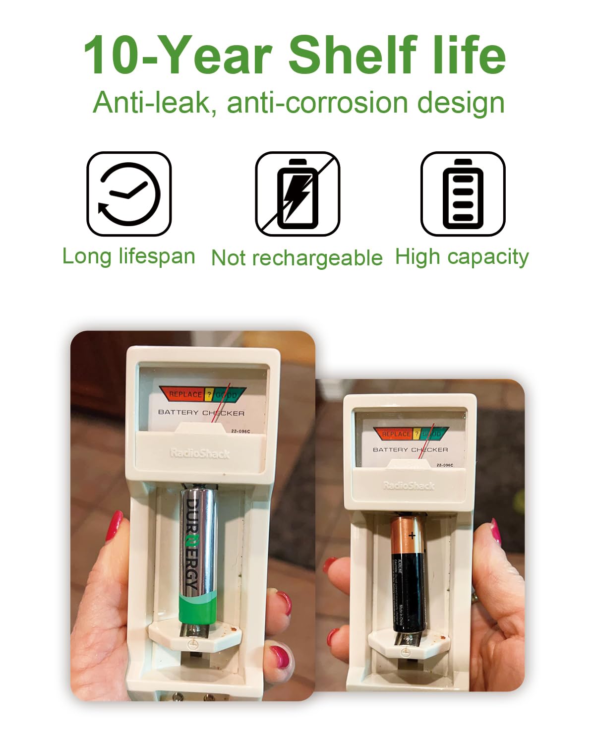 DURNERGY AAA close-up of battery terminals displaying reliable contact quality
