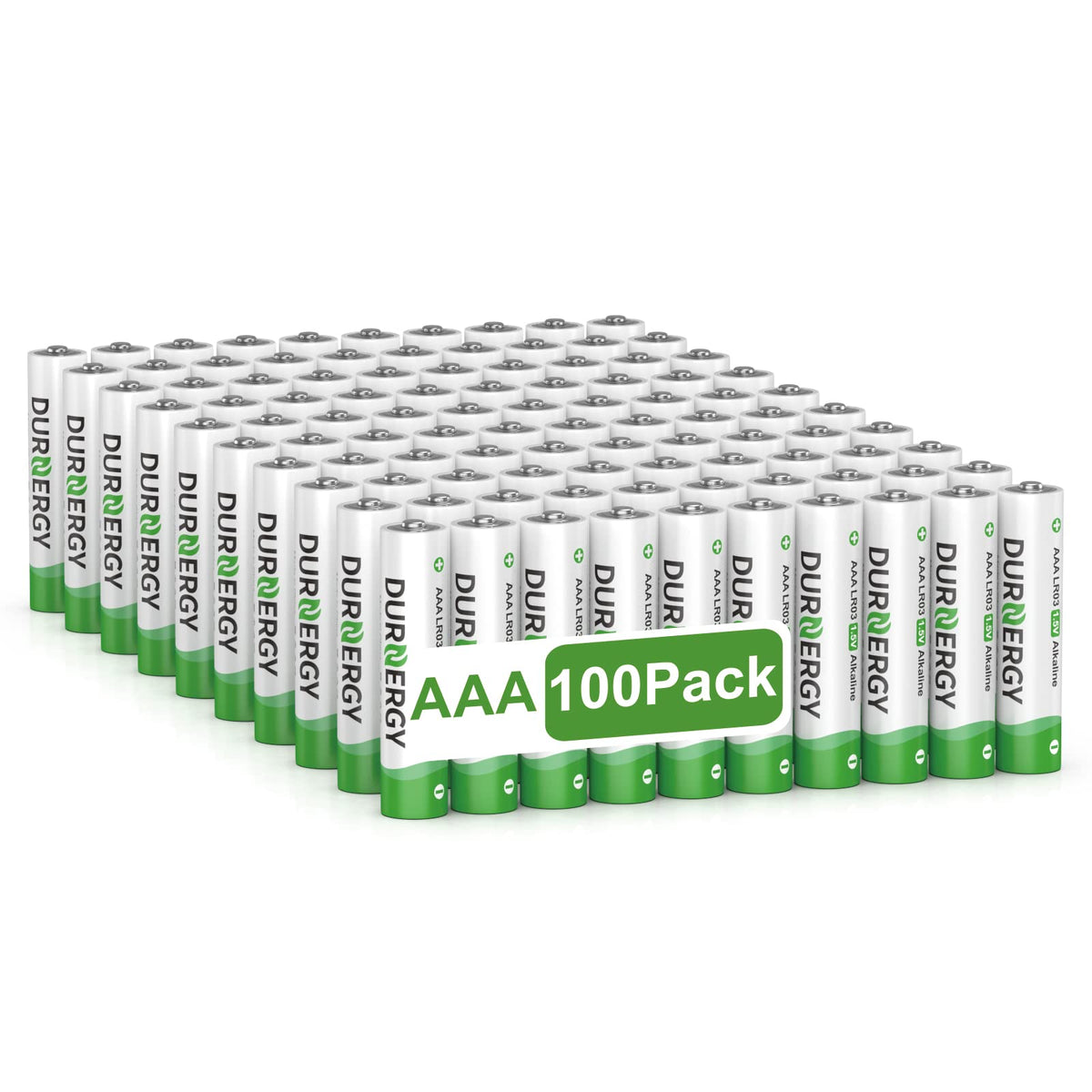 DURNERGY AAA front packaging showing 100-pack and benefit of bulk savings