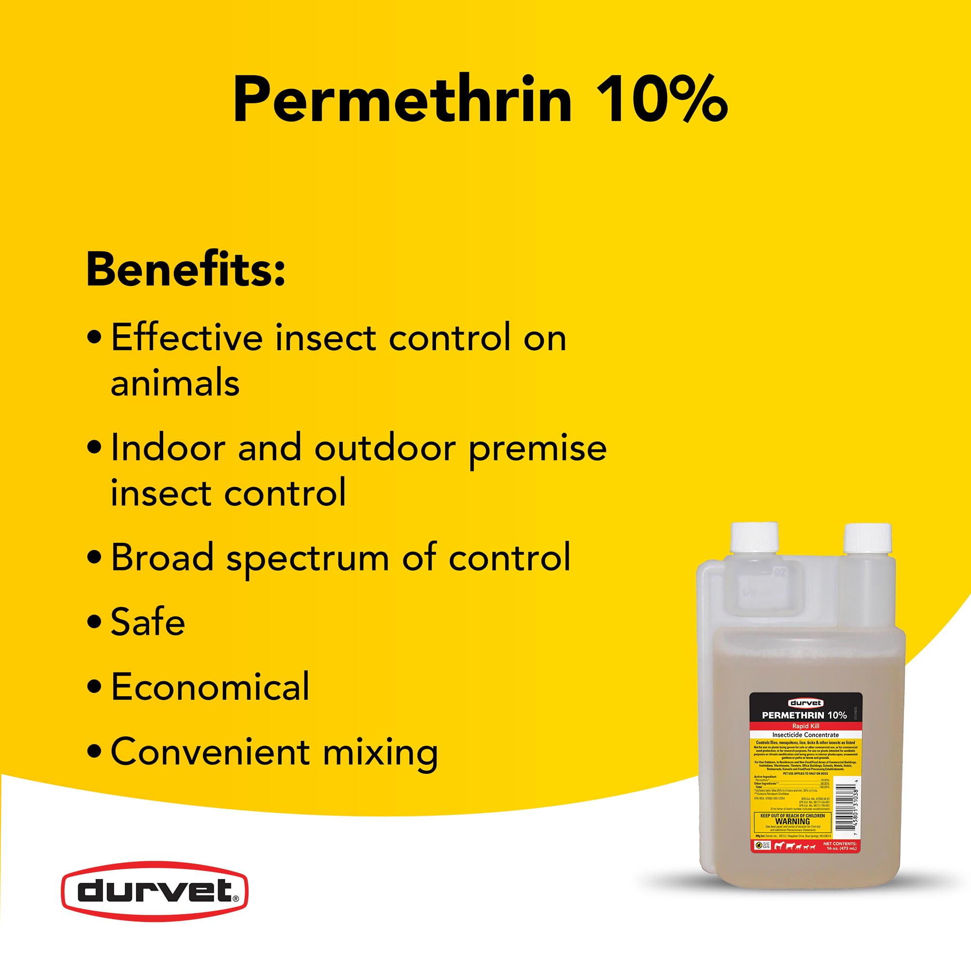 Durvet permethrin concentrate close-up of liquid emphasizing concentrated formulation control