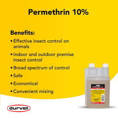 Durvet permethrin concentrate close-up of liquid emphasizing concentrated formulation control