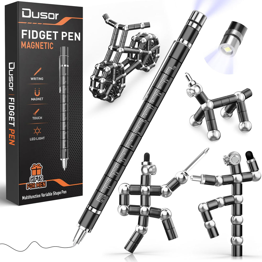 Dusor front packaging showing pen and accessories, ideal gift presentation