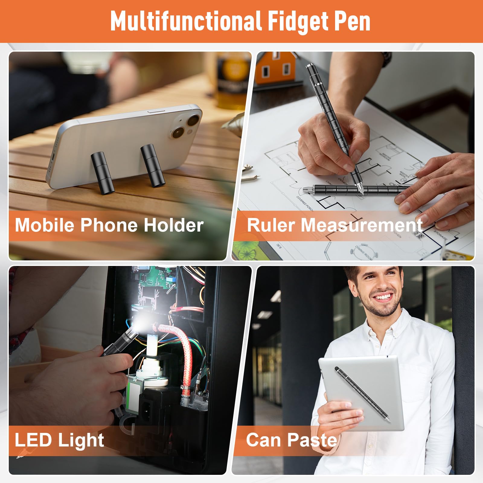 Dusor pen next to smartphone for scale, compact and pocketable