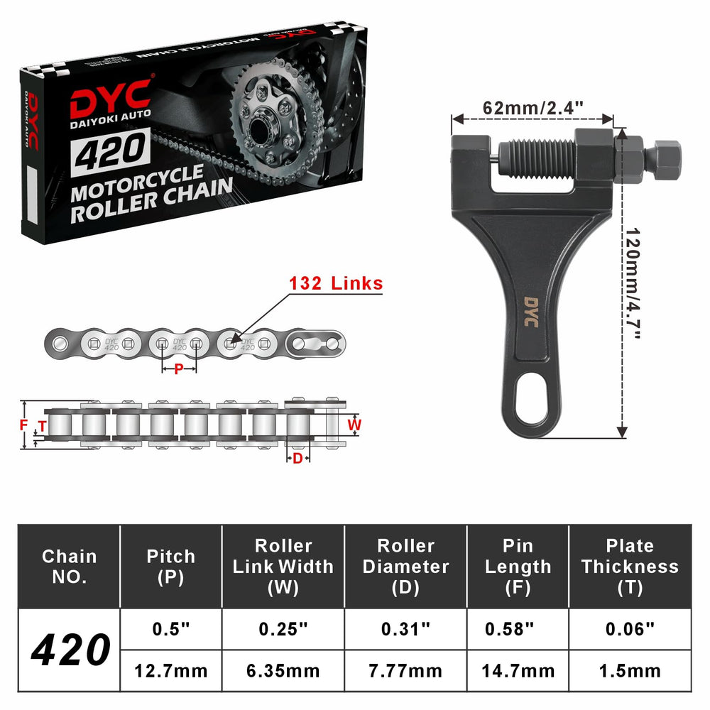 DYCTAHO chain breaker tool included kit showing easy sizing benefit