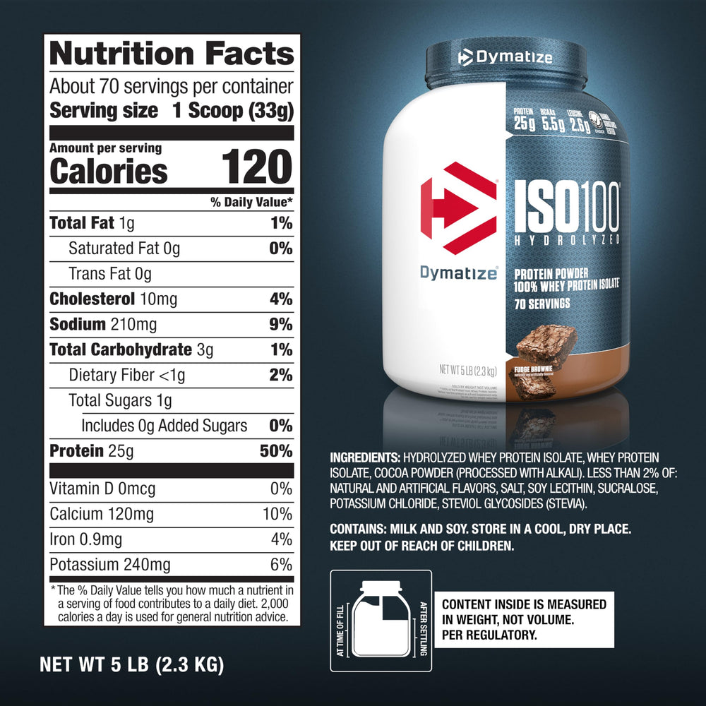 Dymatize ISO100 tub on gym counter showing convenient post-workout fueling