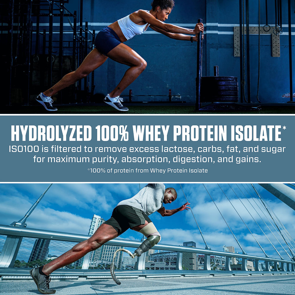 Dymatize ISO100 chocolate peanut butter shake in glass for fast recovery