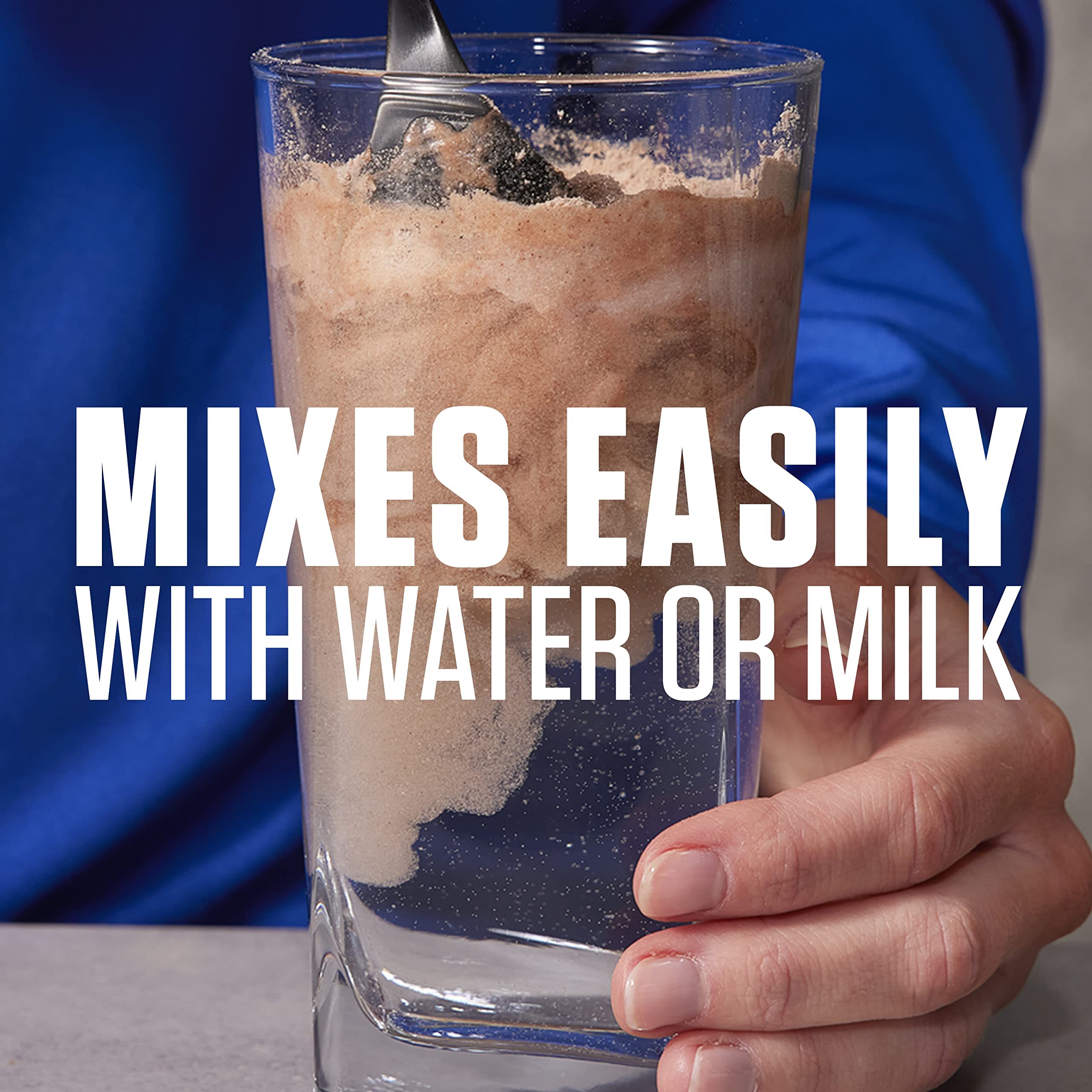 Close-up of Dymatize ISO100 powder texture for quick mixing benefit