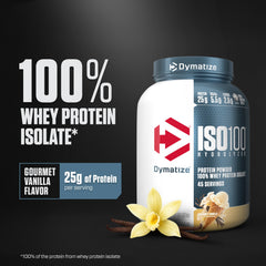 Dymatize ISO100 scoop and powder texture for smooth mixing benefit