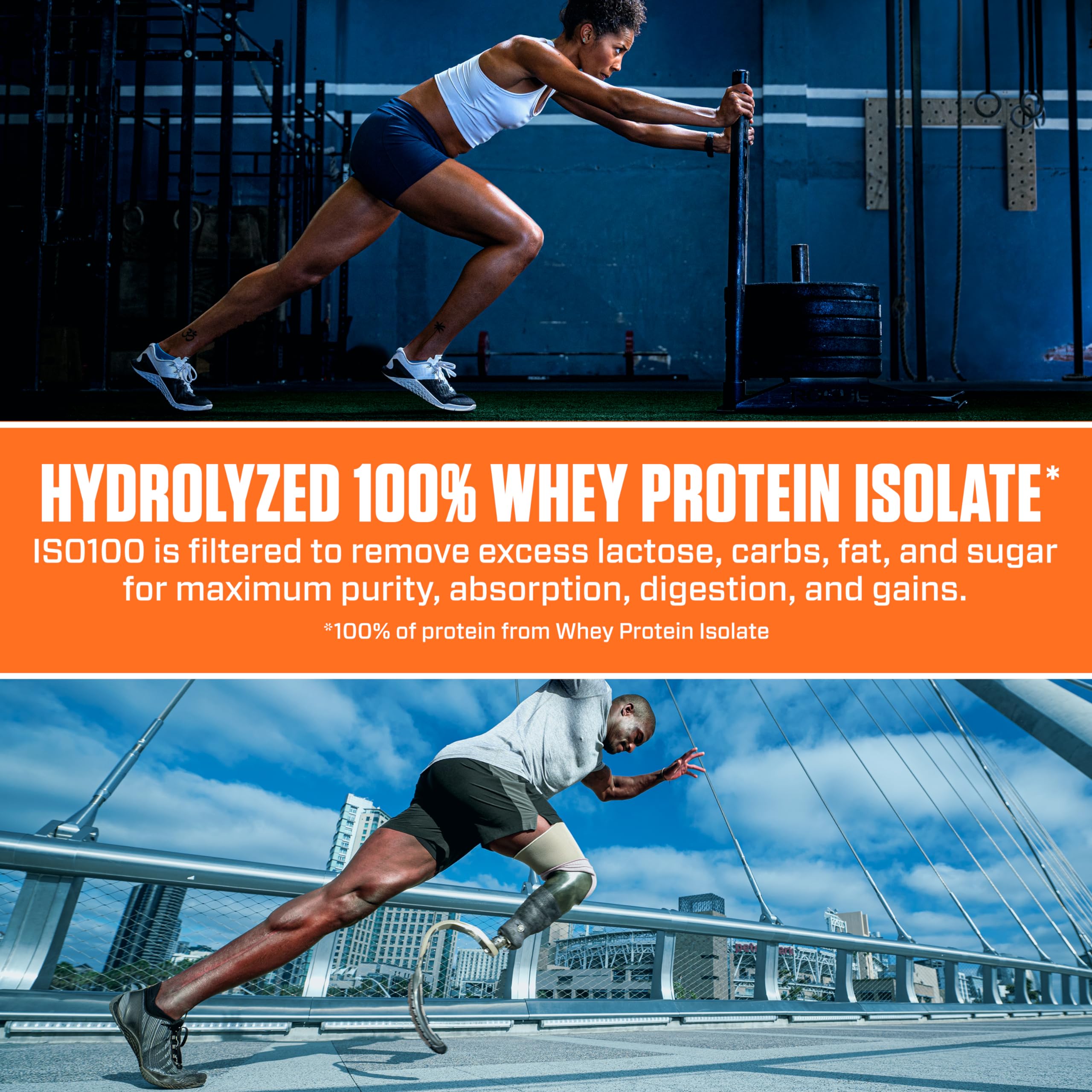 Dymatize ISO100 single serving on counter illustrating quick on-the-go protein option