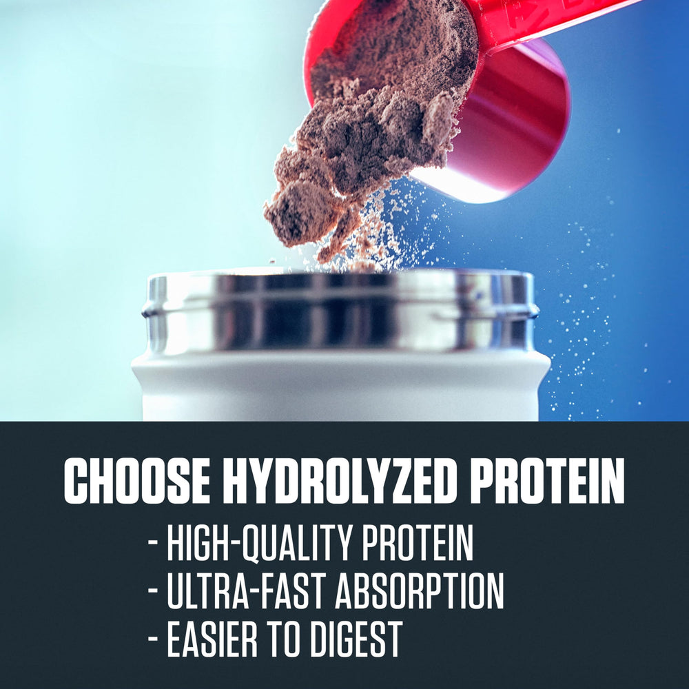 Dymatize ISO100 Fudge Brownie shake in glass showing a ready-to-drink recovery option