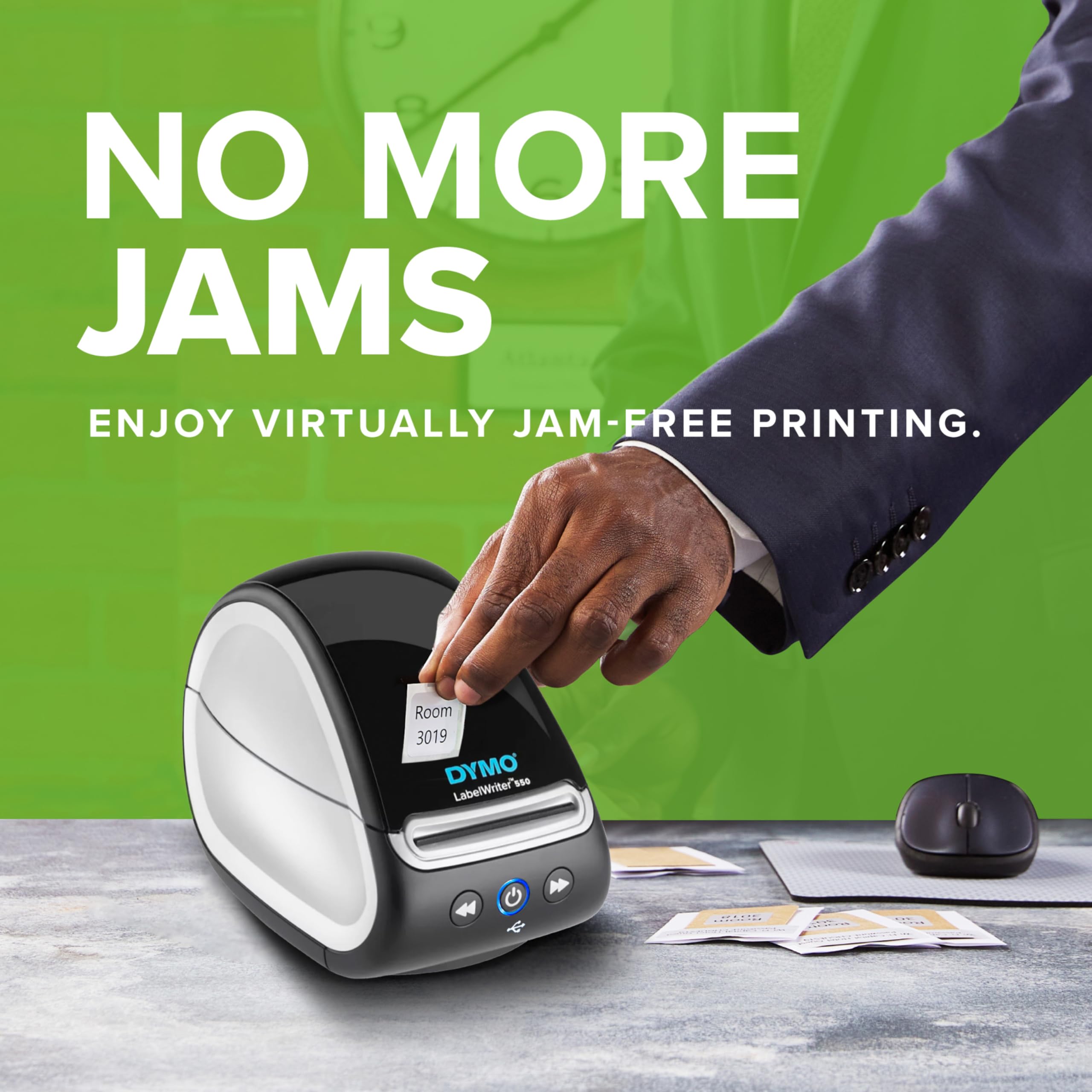 DYMO printing a shipping label fast, illustrating time savings benefit