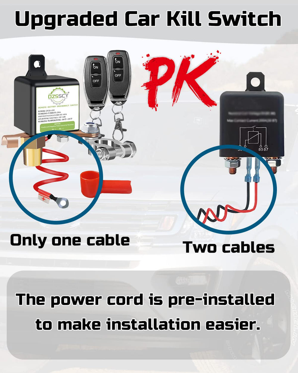 DZSSCY battery clip and wiring detail showing simplified installation for faster setup