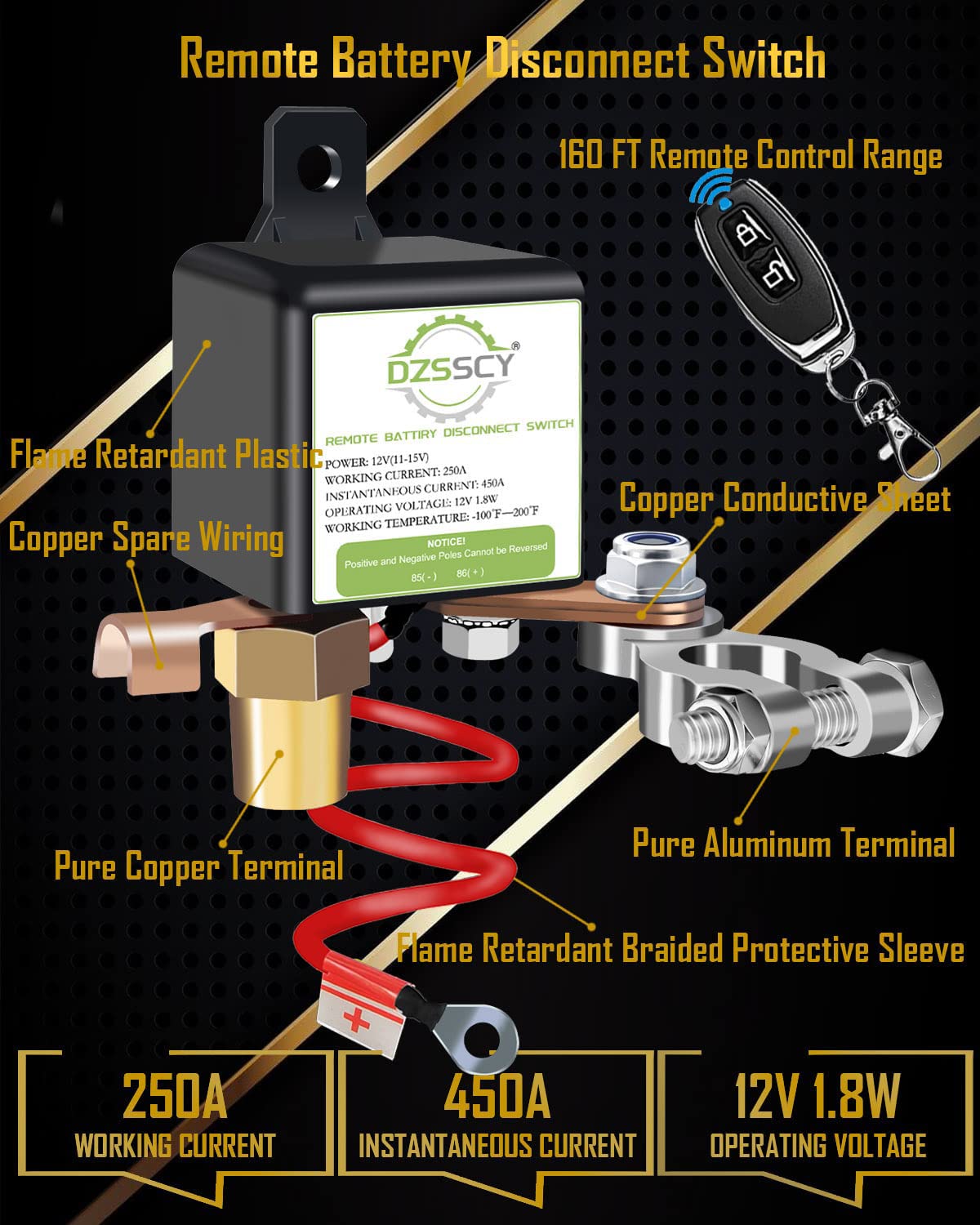 DZSSCY installed on car battery demonstrating secure negative-terminal disconnect for protection
