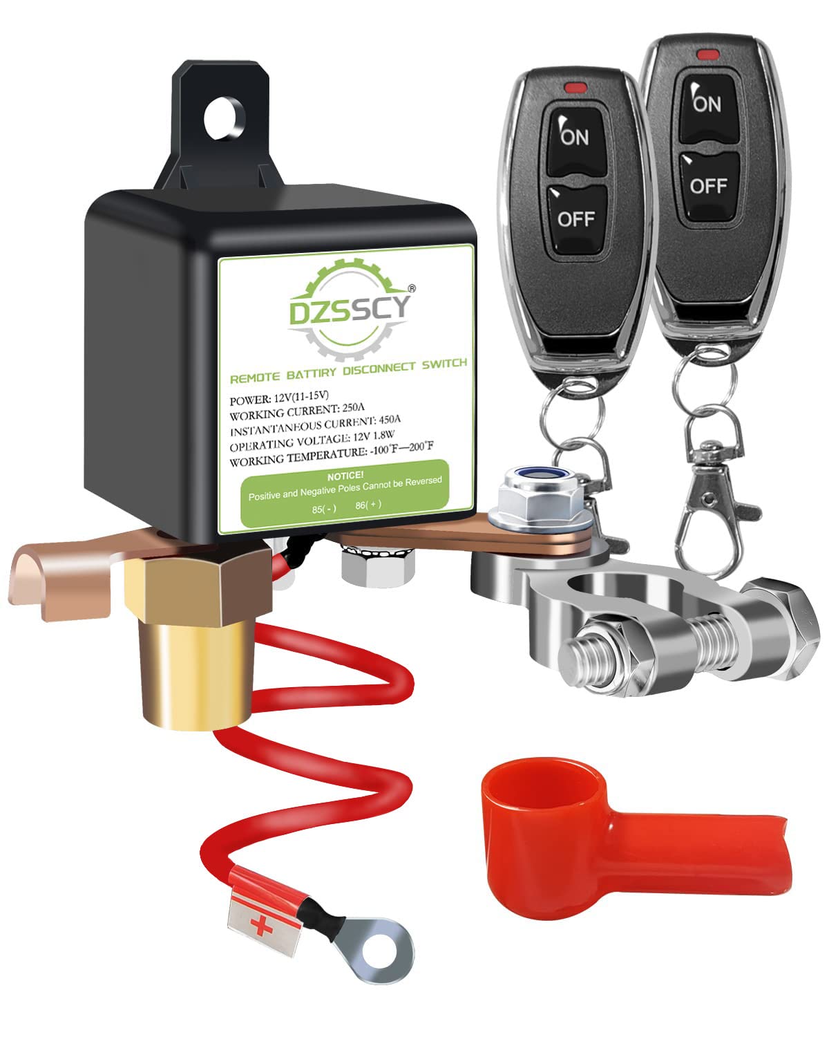 DZSSCY front view of the remote battery disconnect switch showing compact design and durability
