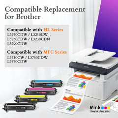 E-Z Ink black TN227 cartridge close-up highlighting crisp text output benefit