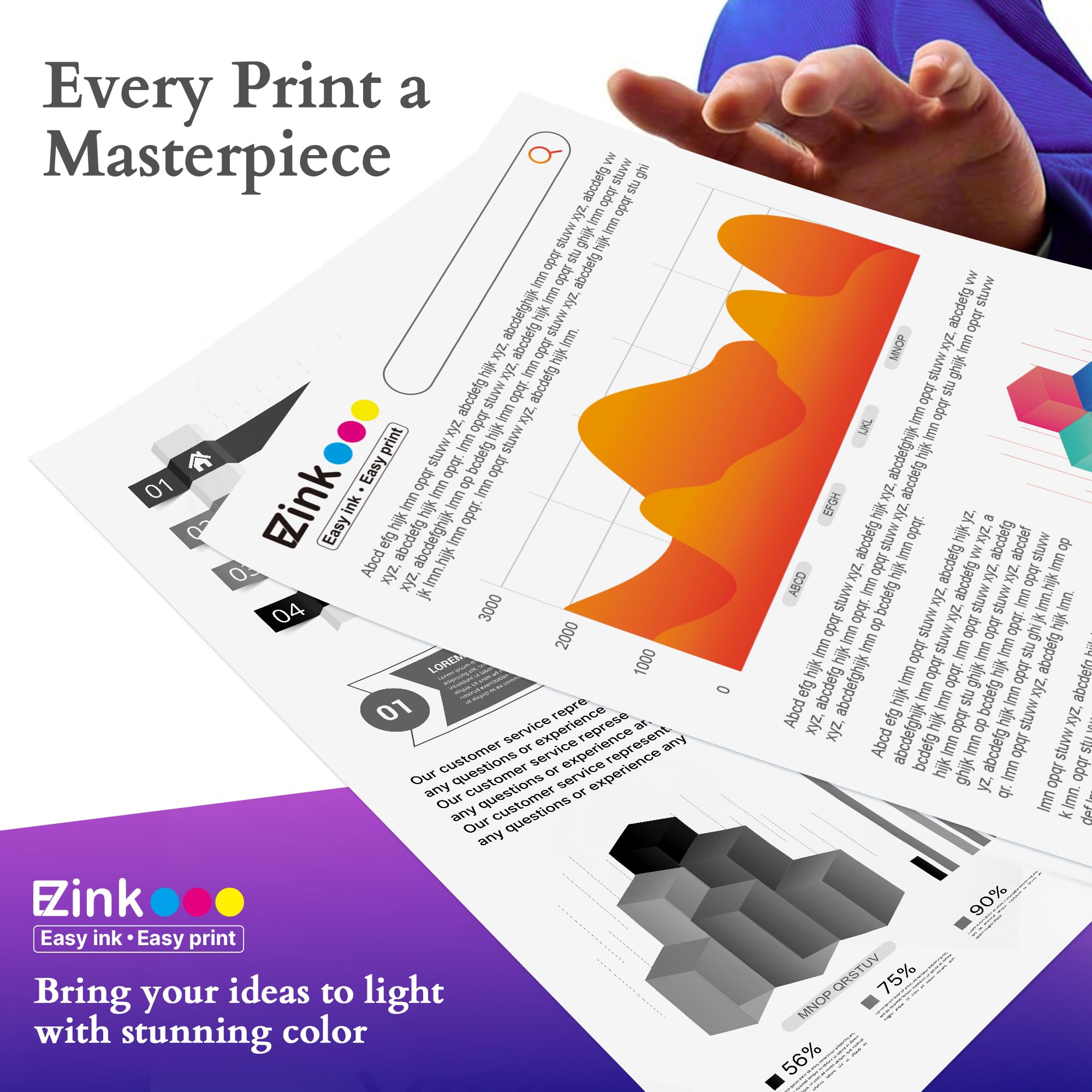 E-Z Ink printed documents showing sharp text and accurate colors for professional results