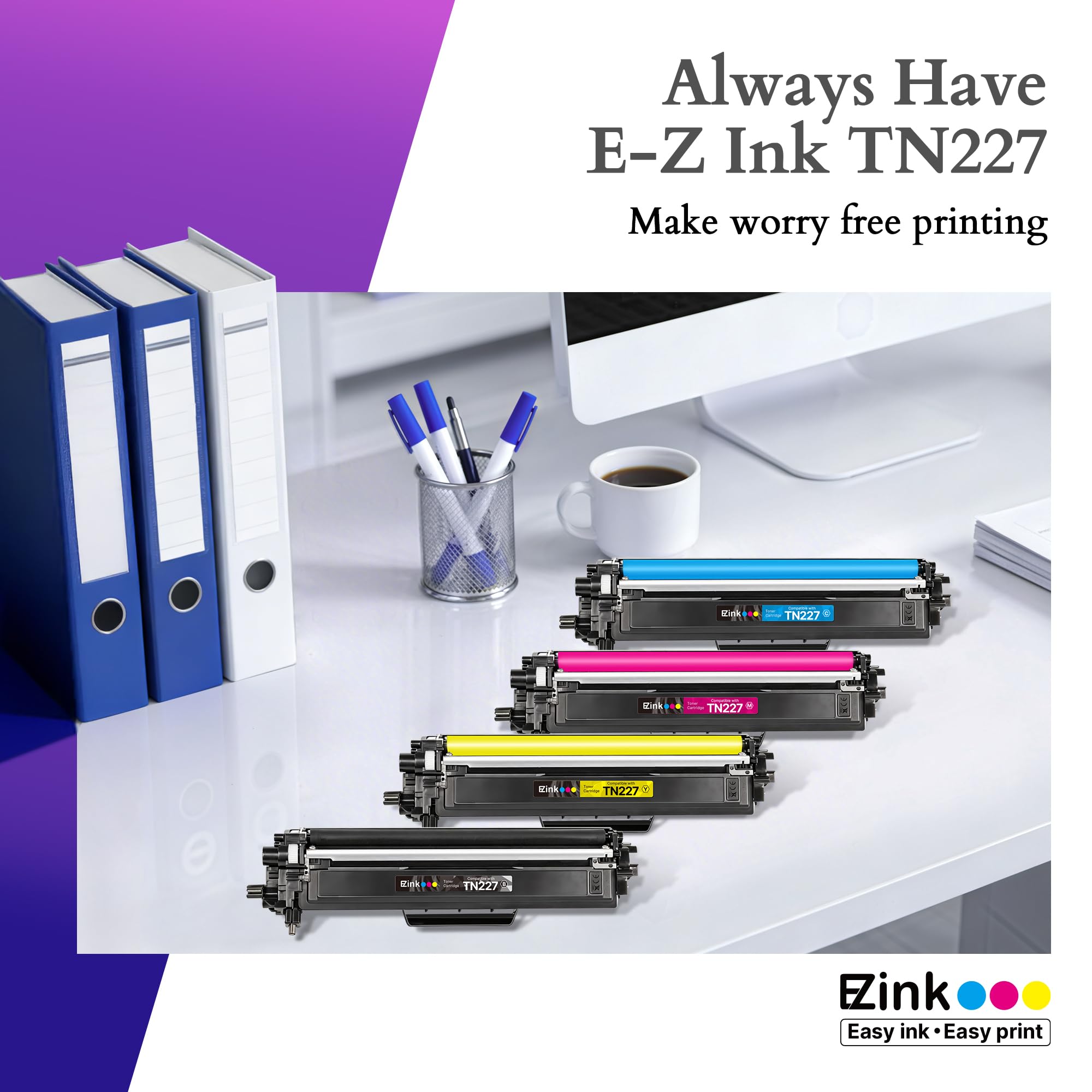 E-Z Ink cartridge next to a hand for scale showing compact size and easy handling