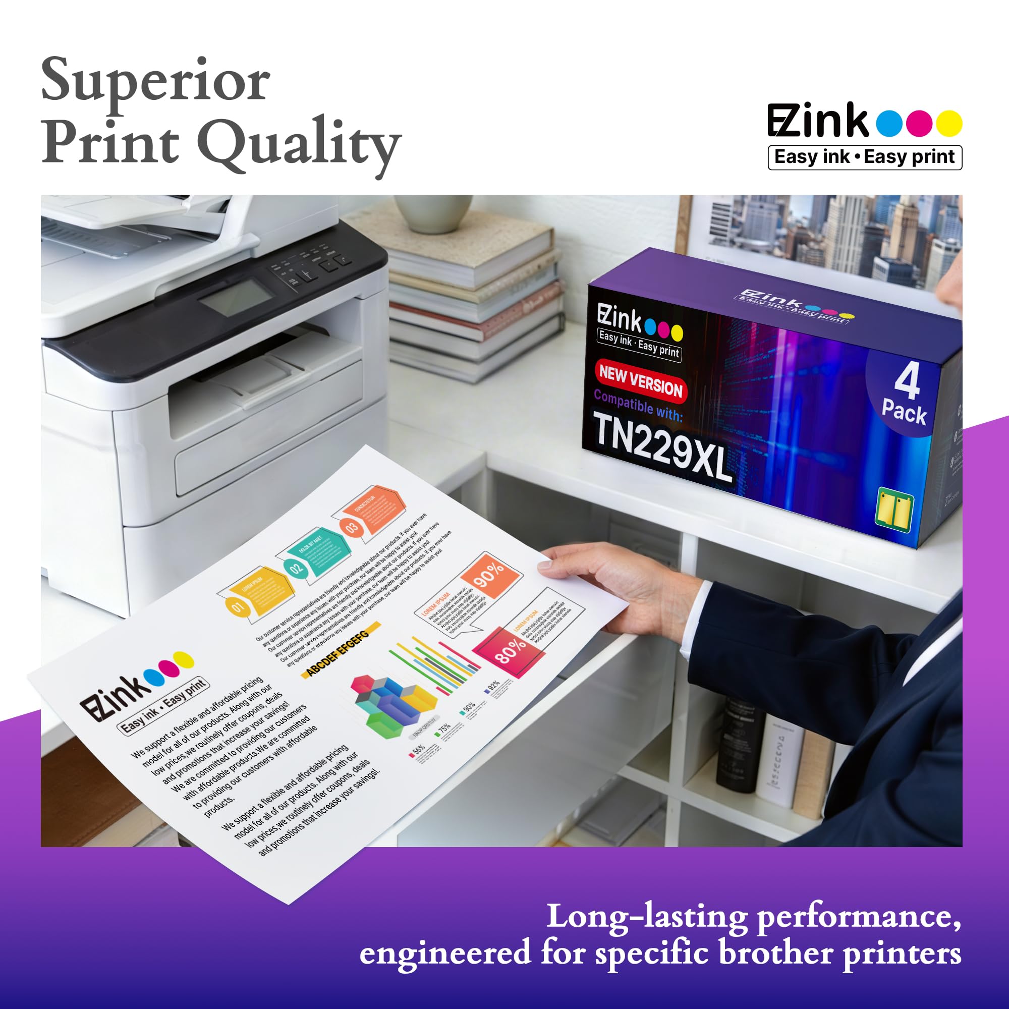 E-Z Ink TN229XL cartridge installed in drum unit for easy replacement