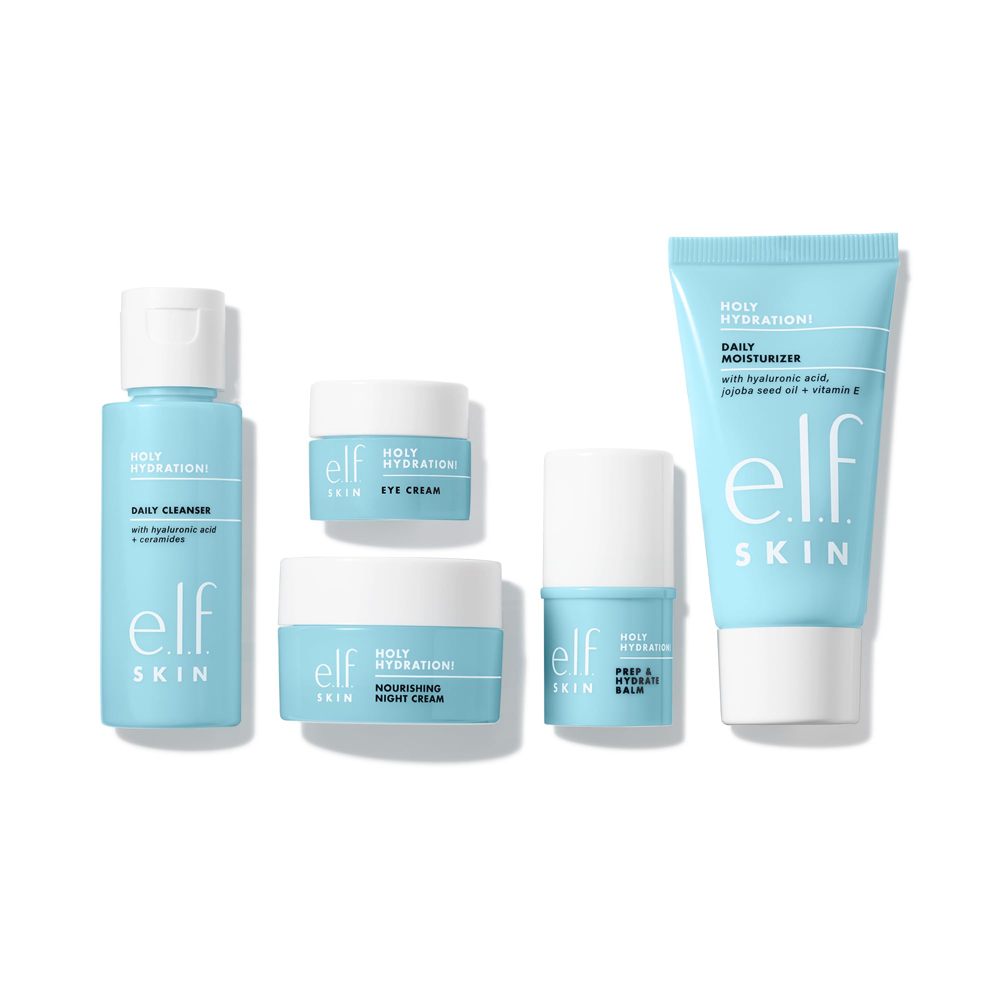 e.l.f. prep and hydrate balm stick in hand demonstrating quick hydration and makeup prepping benefit