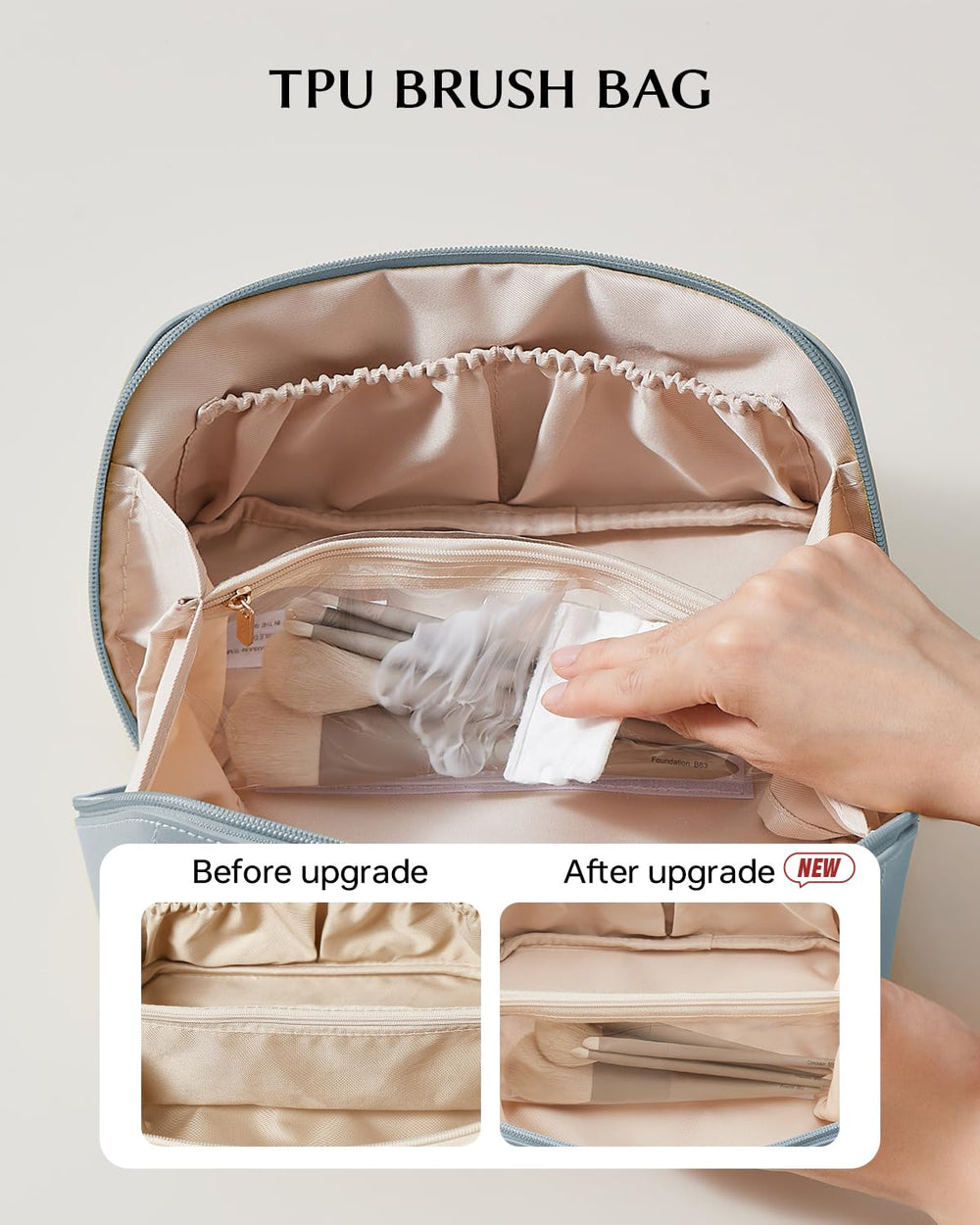 EACHY clear brush compartment close-up protecting bristles and keeping brushes visible