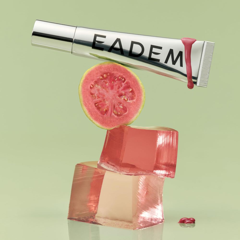 EADEM packaging label close-up showing clean, vegan formula benefits