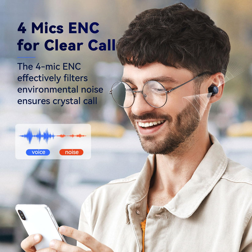 EarFun charging case open with earbuds, extended 30-hour battery benefit