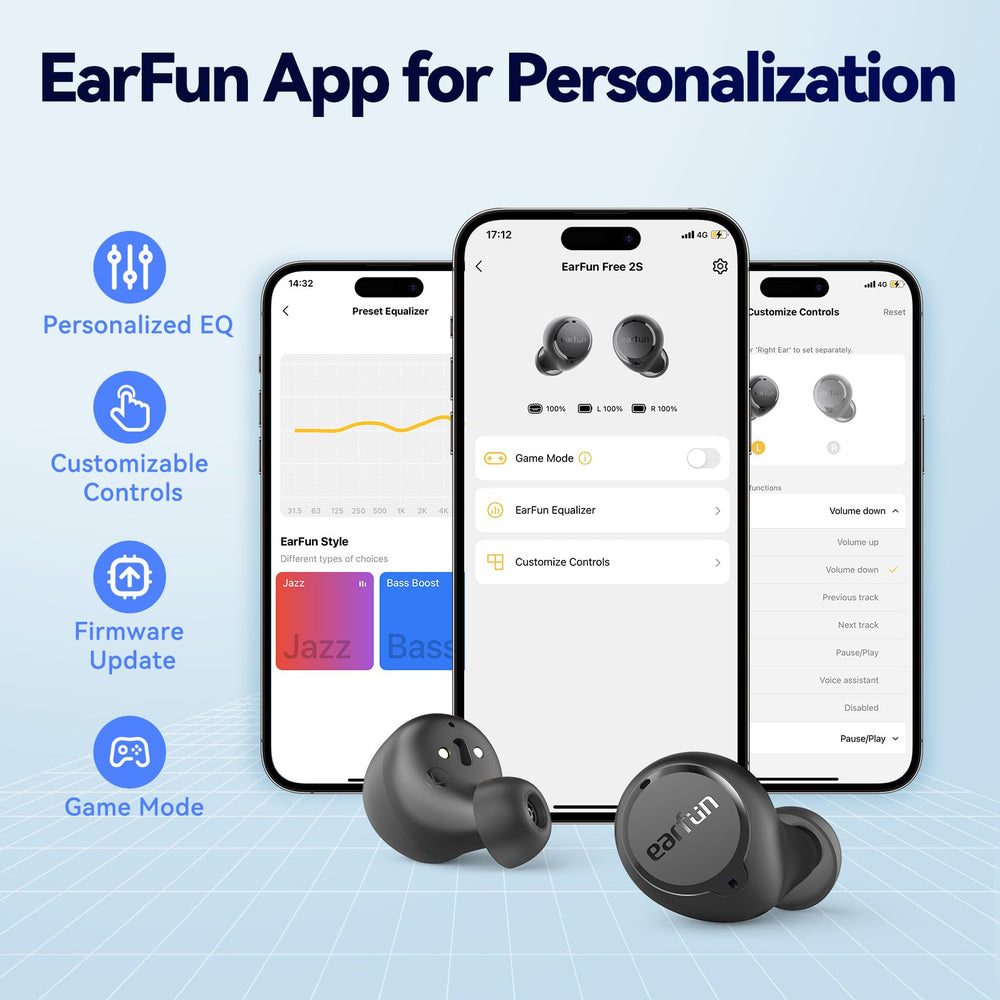 EarFun earbuds worn in ear during commute, secure comfortable fit benefit