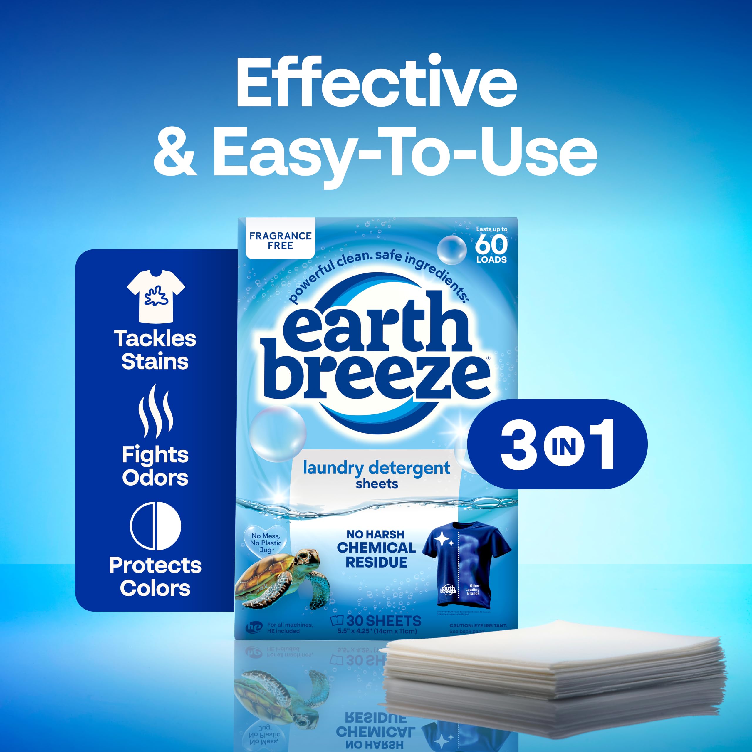 Earth Breeze sheet inside washing machine with clothes showing simple use