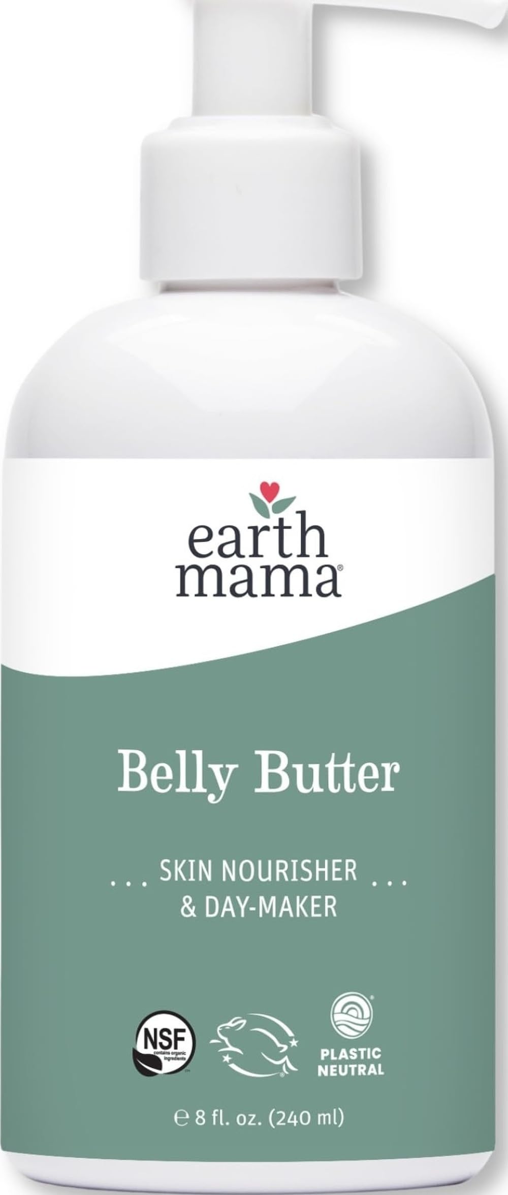 Earth Mama belly butter front jar showing clean organic packaging and calming benefit