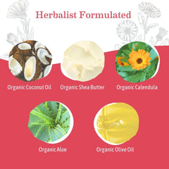 Earth Mama foam texture in hand showing gentle lather and softening benefit