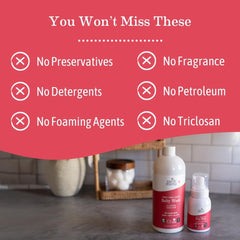 Earth Mama ingredients label detail highlighting organic botanicals for reassurance