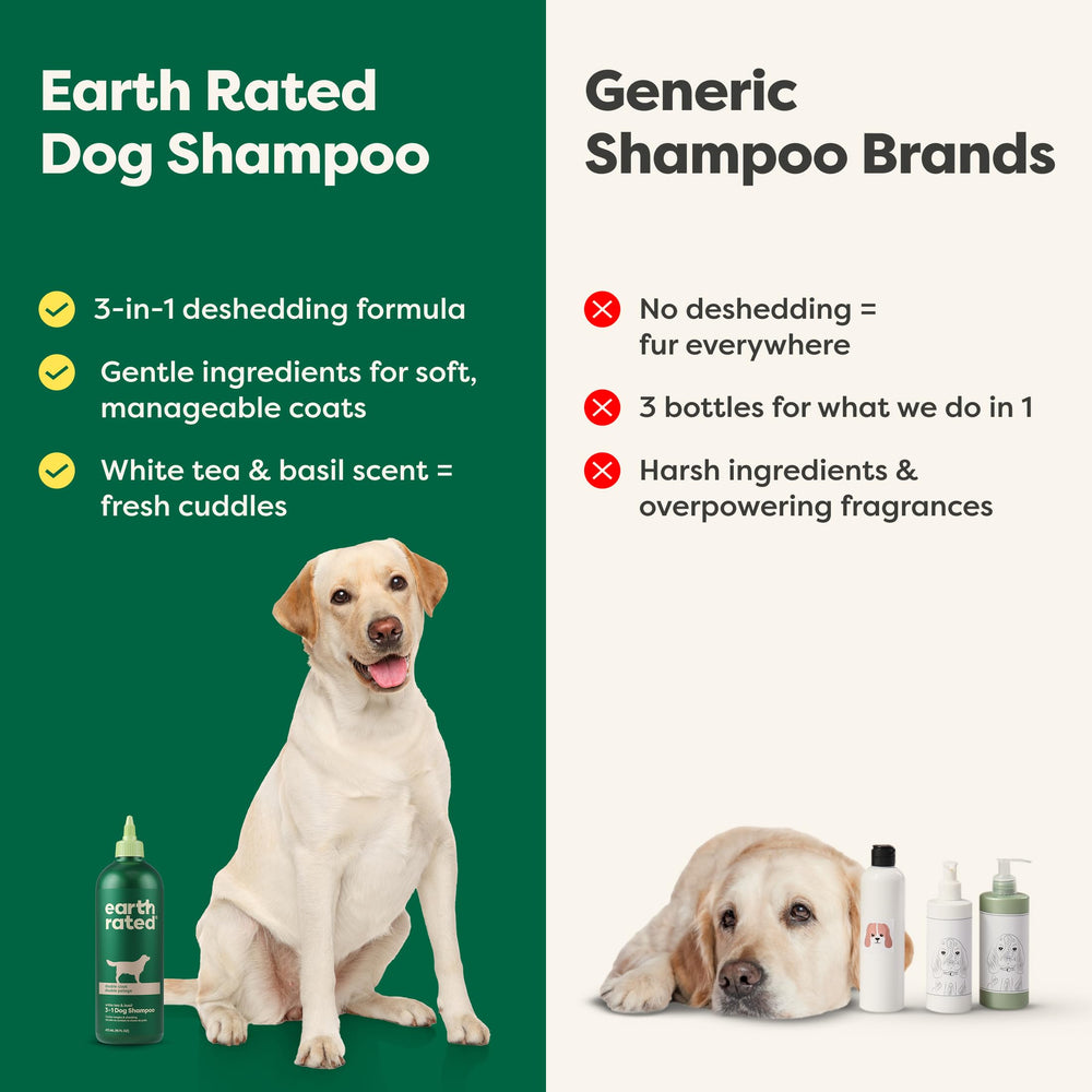 Earth Rated applying shampoo to a German Shepherd to reduce loose fur