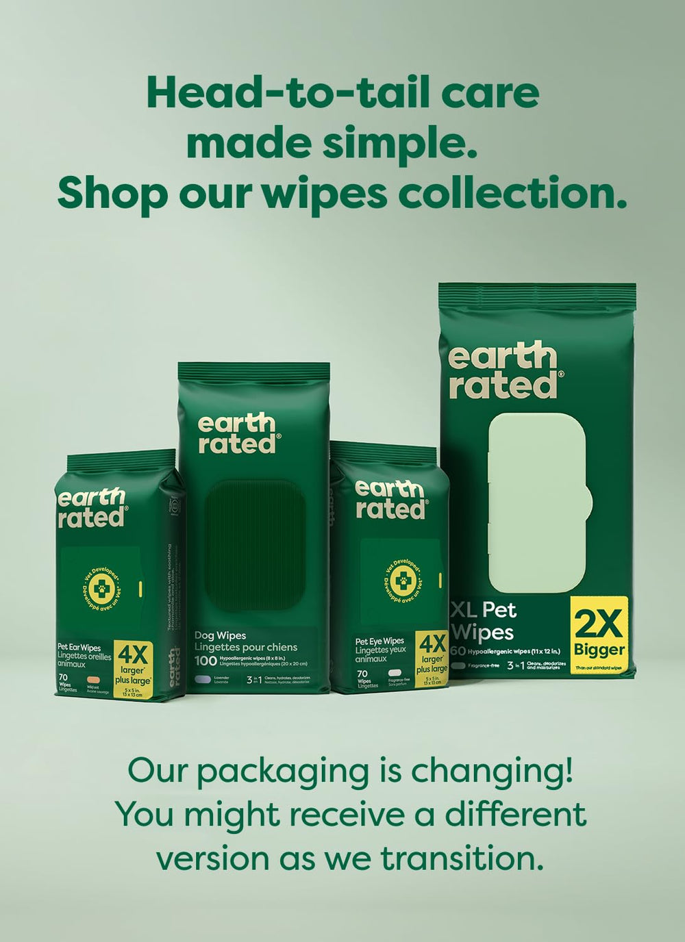 Earth Rated wipe used outdoors to clean paws after a walk showing freshness benefit