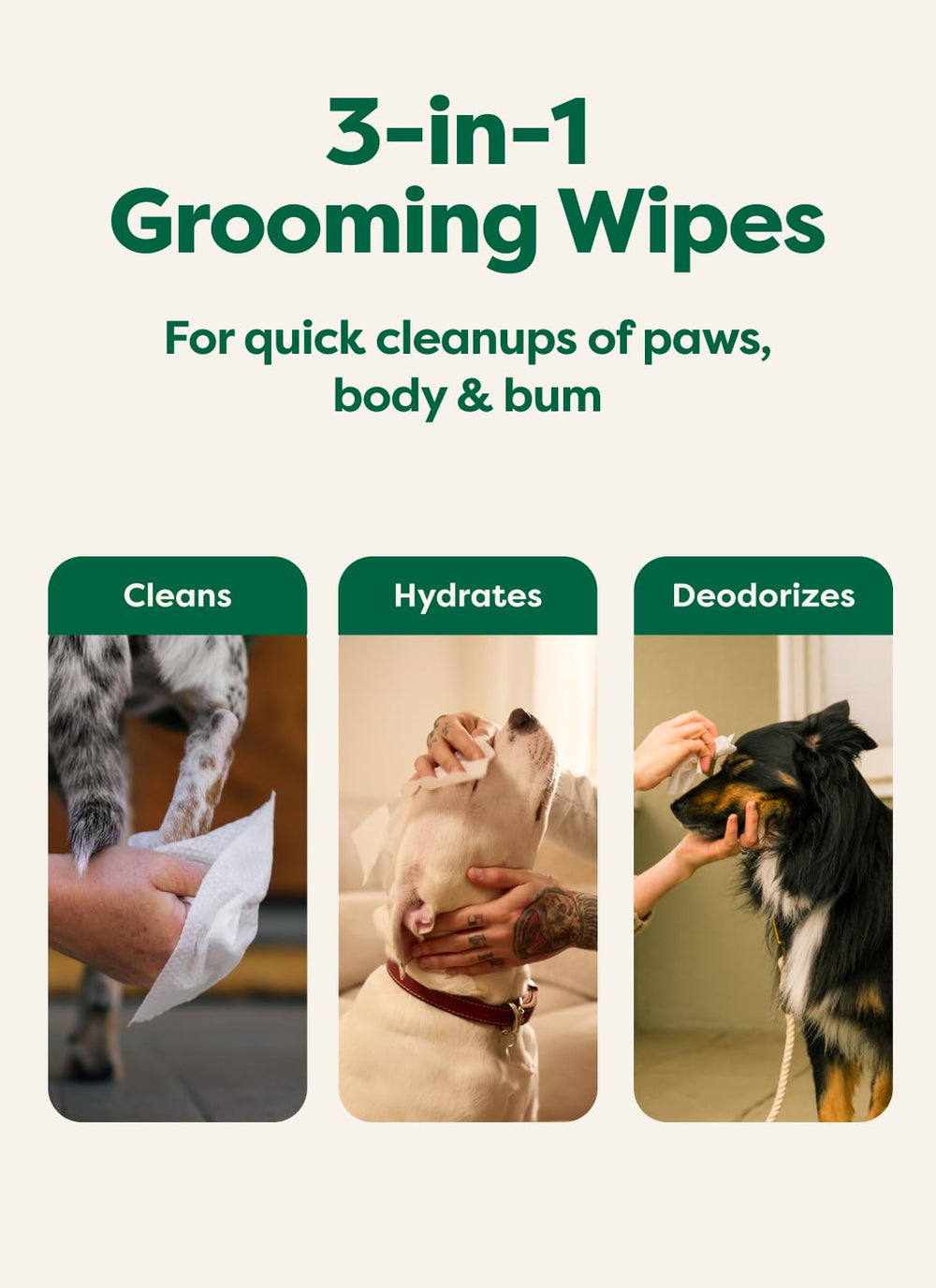 Earth Rated wipe removing mud from dog paws for cleaner walks benefit