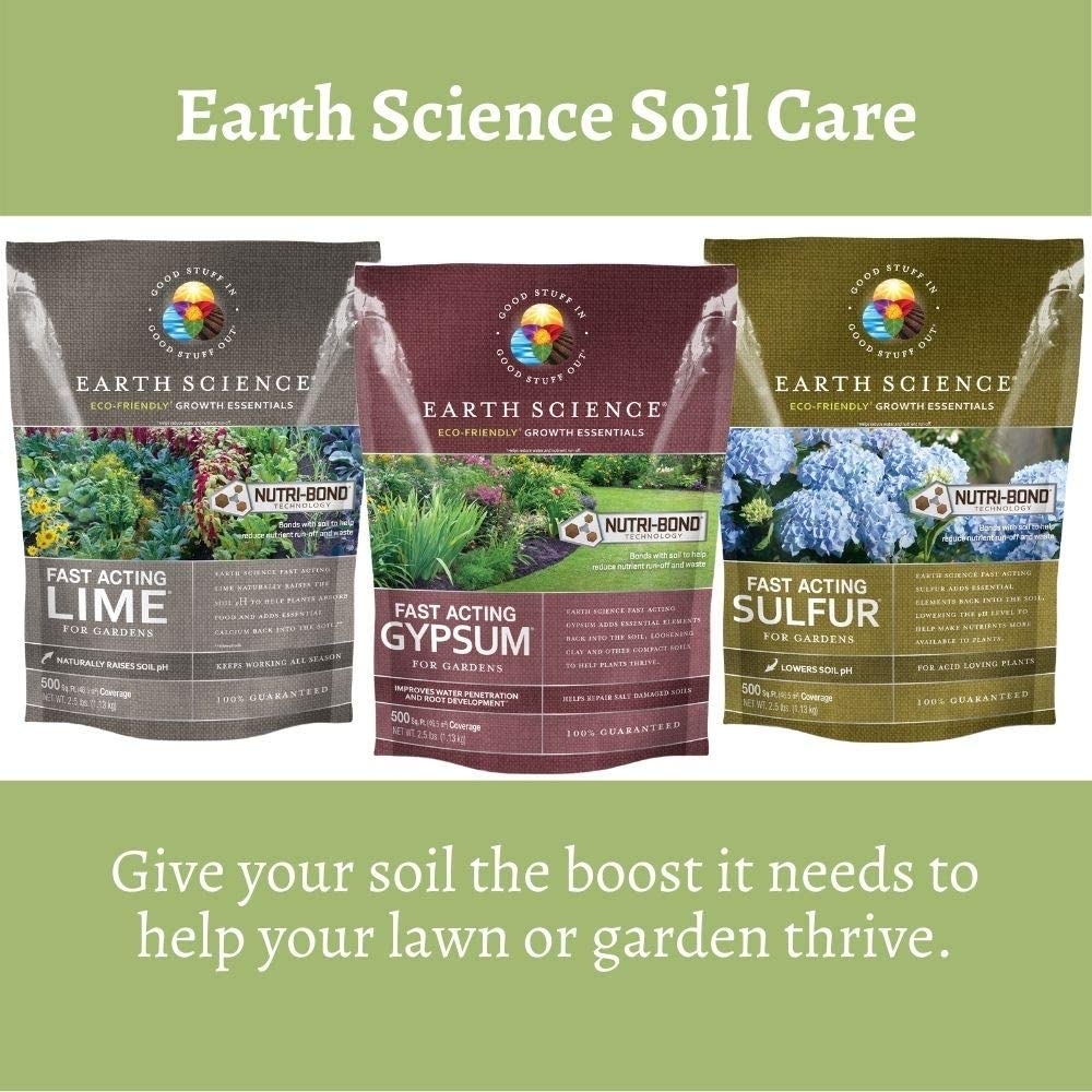 Earth Science label close-up highlighting Nutri-Bond and usage details