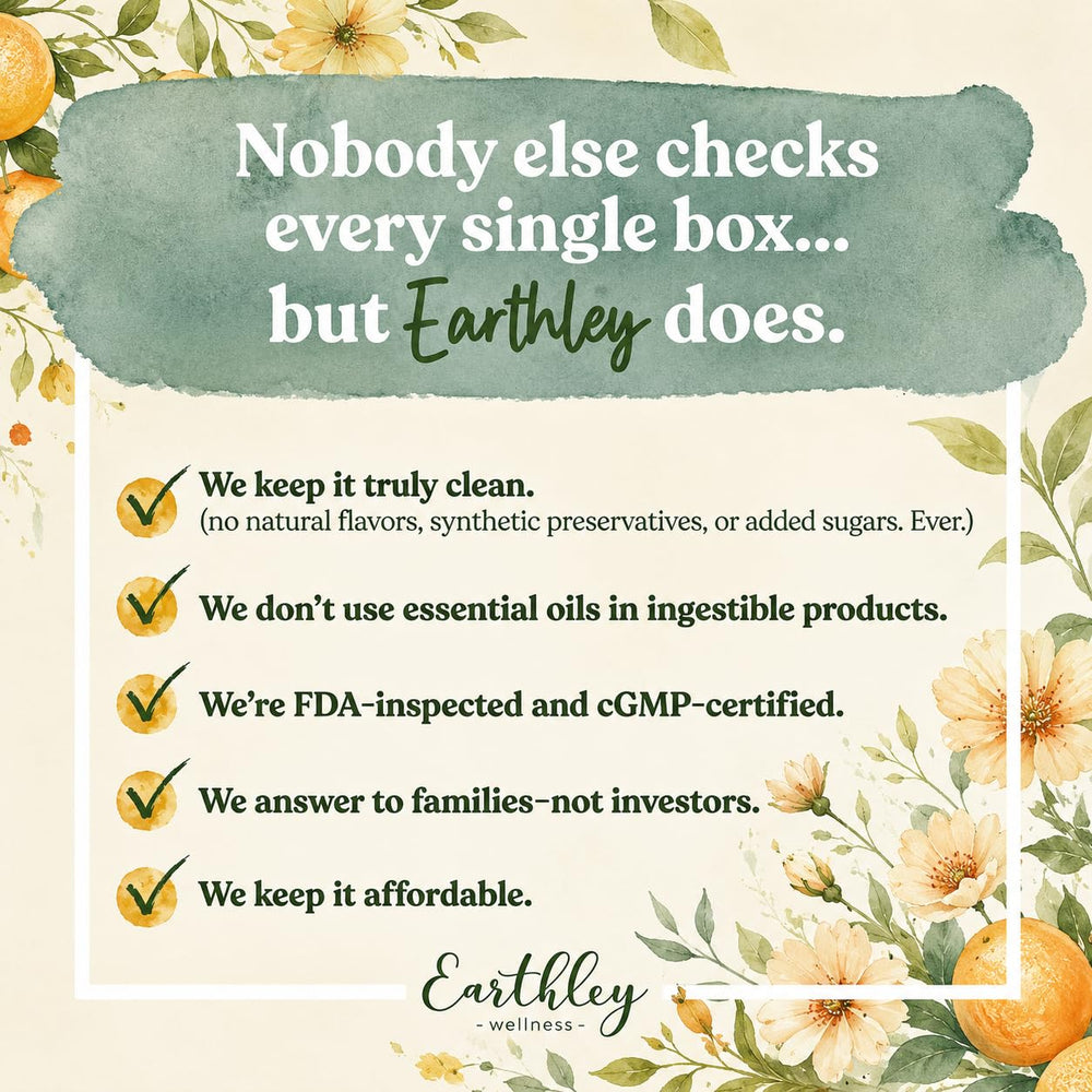 Earthley Wellness on a bathroom shelf for nightly-routine convenience