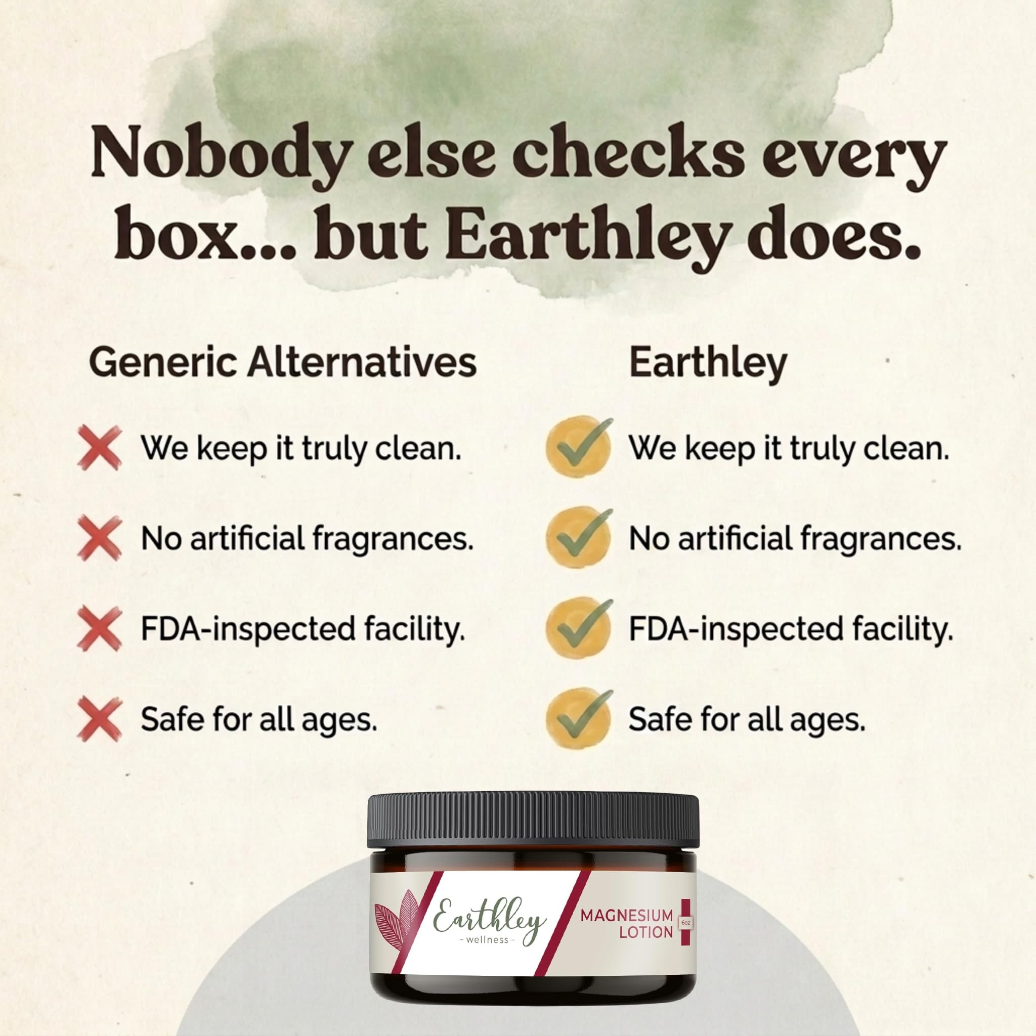 Earthley Wellness open cap with lotion dispense demonstrating non-greasy feel