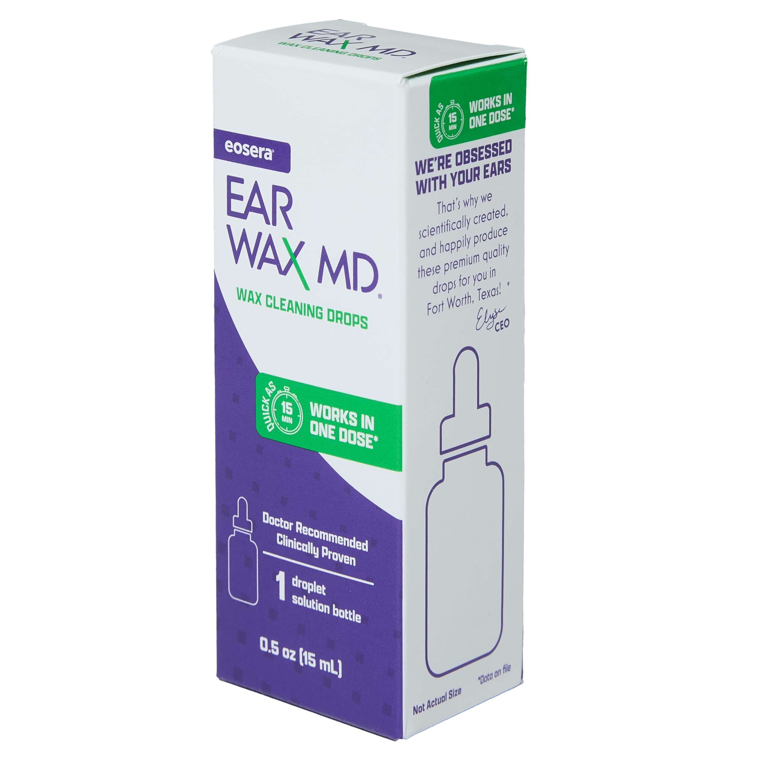 Earwax MD illustration of drops applied to ear showing safe at-home use benefit