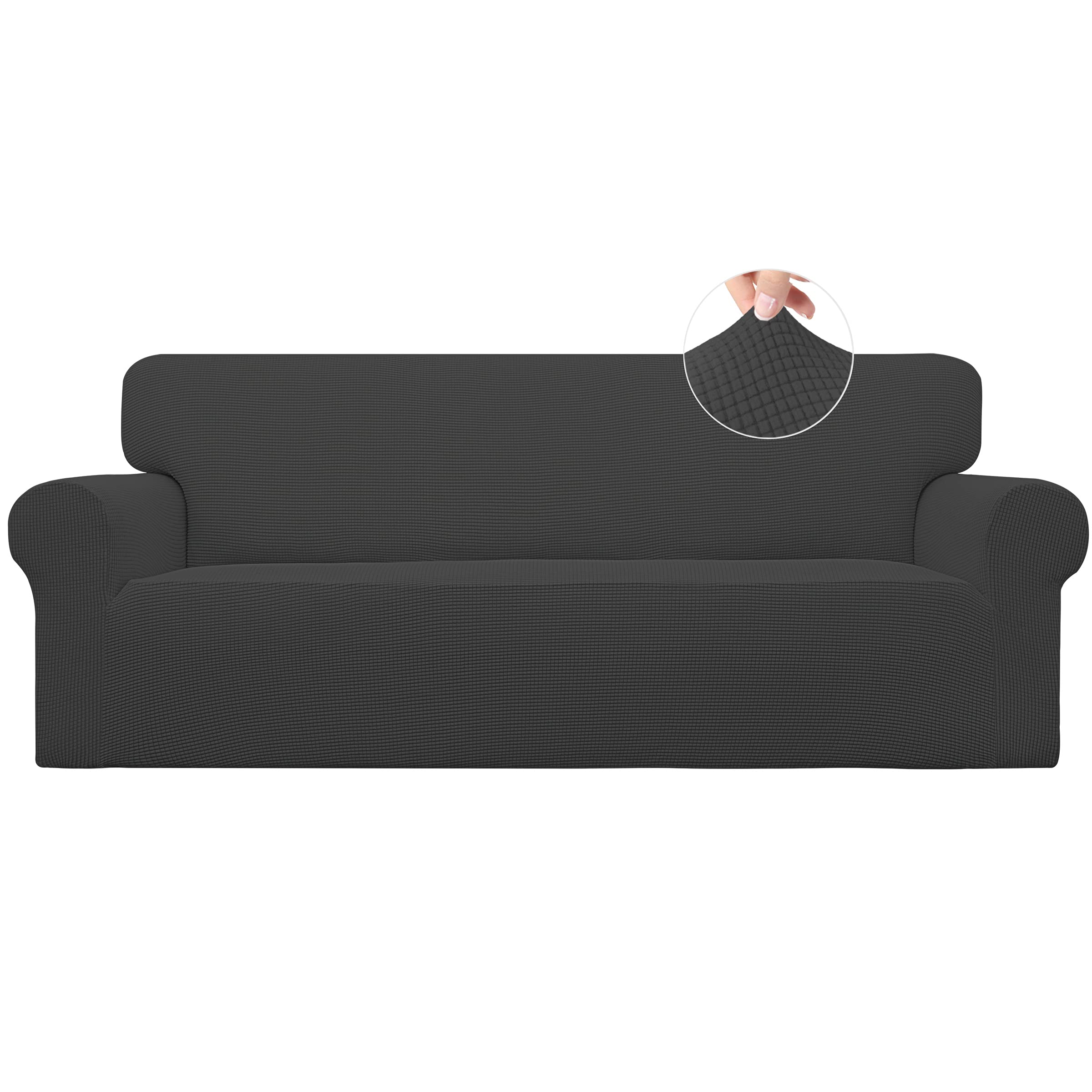 Easy-Going front view dark gray cover showing neat fitted look and refreshed sofa