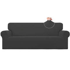 Easy-Going front view dark gray cover showing neat fitted look and refreshed sofa