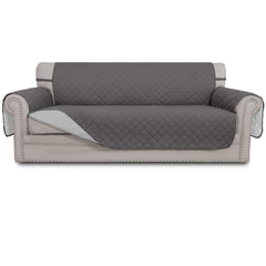 Easy-Going front view on three-cushion sofa showing full gray coverage and protection