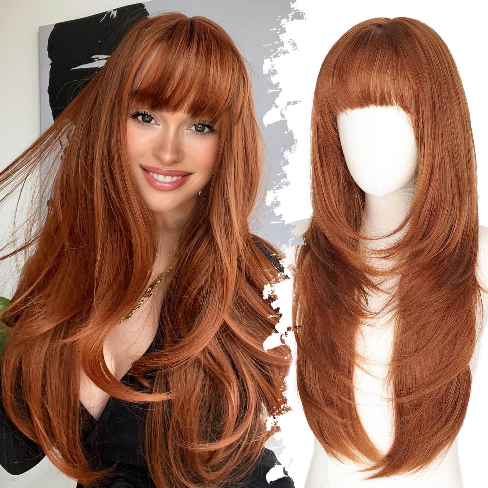 Eawwii ginger wig front view showing natural hairline benefit