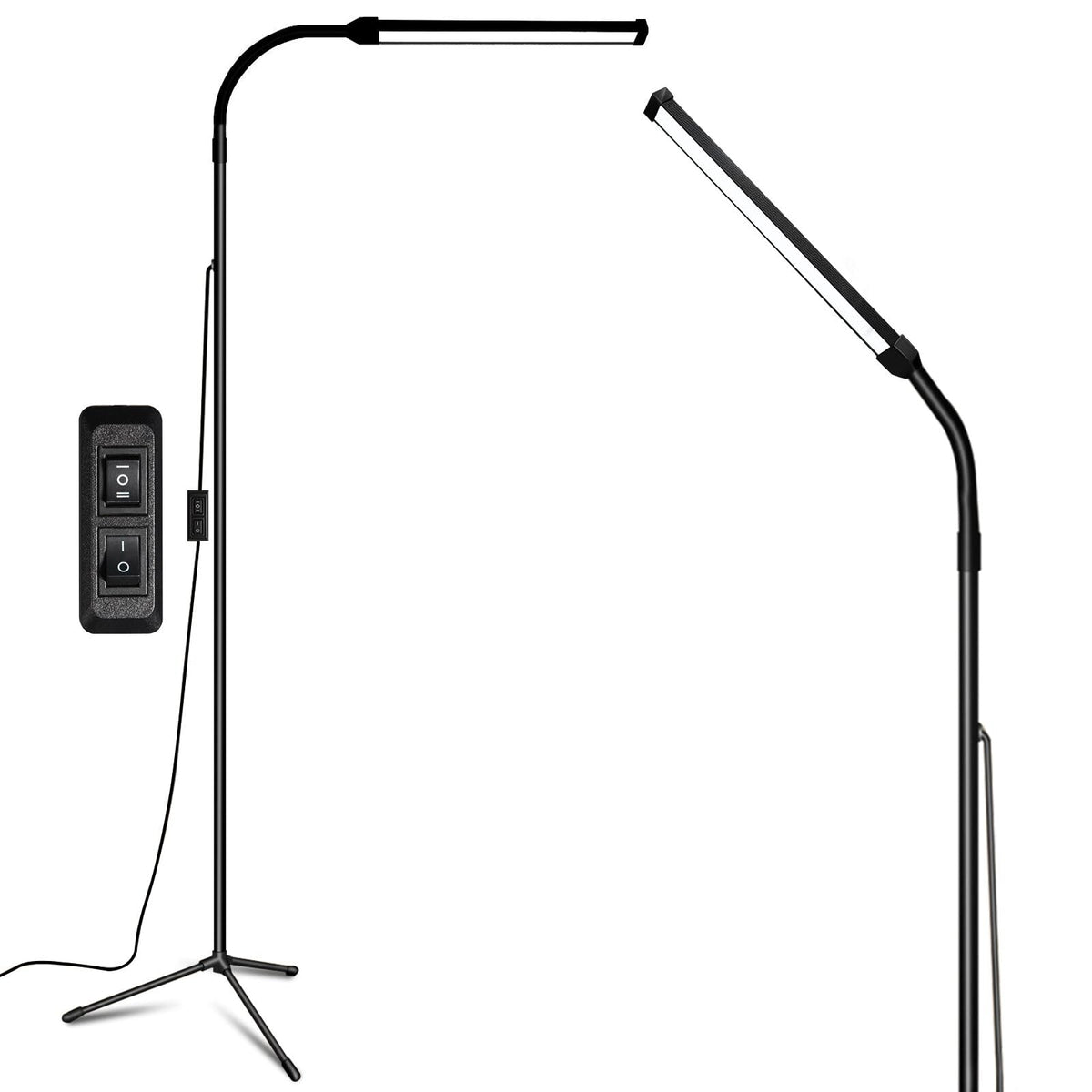 EBEST floor lamp front view showing sleek stand and LED head, ideal for precise work
