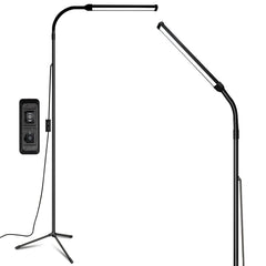 EBEST floor lamp front view showing sleek stand and LED head, ideal for precise work