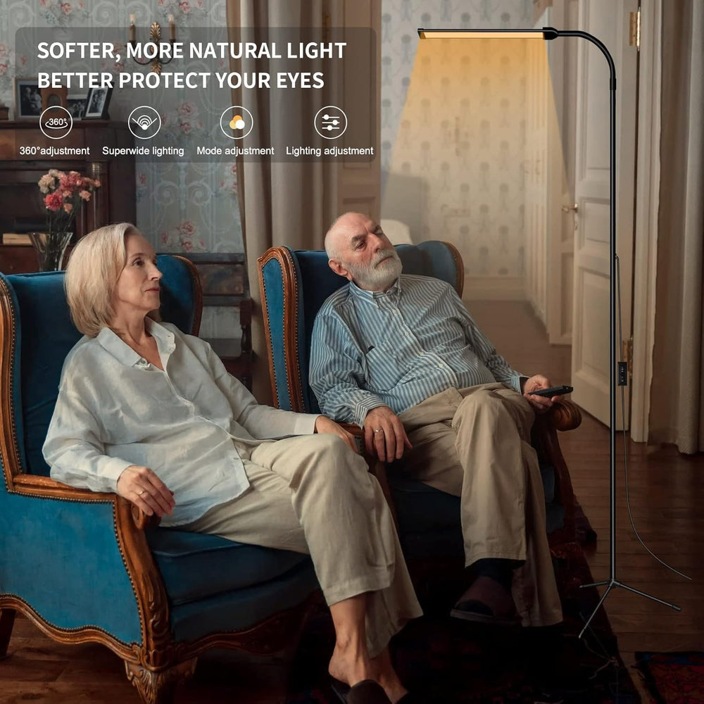 EBEST lamp next to ruler showing three height settings for varied tasks