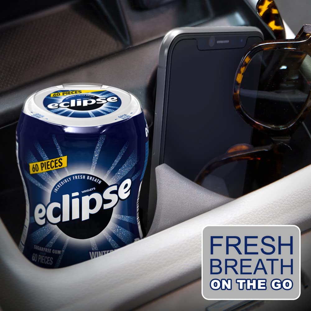 eclipse bottle open with gum visible demonstrating resealable freshness and portability