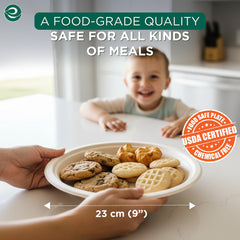 ECO SOUL close-up of plate texture highlighting durable unbleached bagasse strength