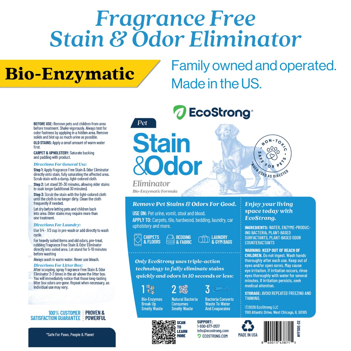 Eco Strong back label with directions and safety information visible