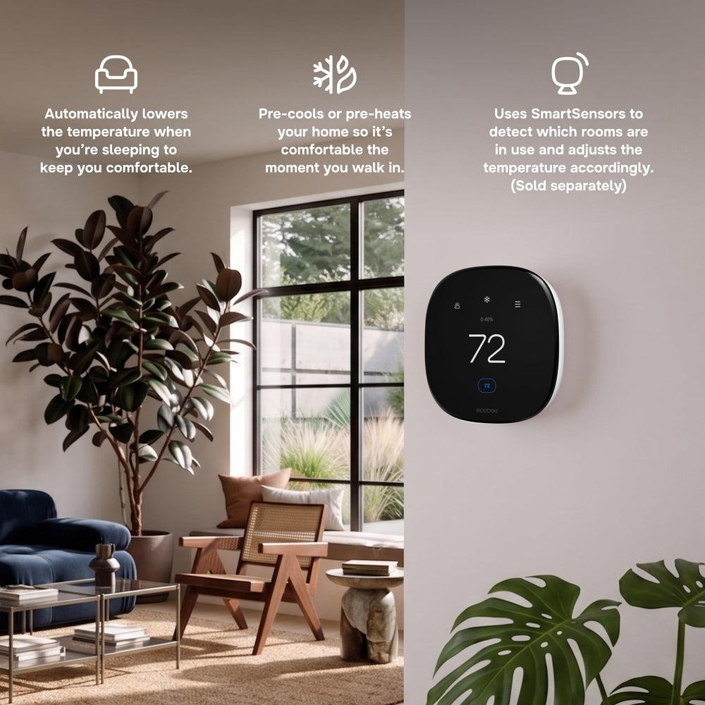ecobee thermostats side profile showing slim build and modern finish